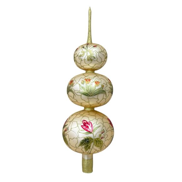 Vintage Polish Mouth Blown Glass Hand Painted Christmas Tree Topper 14” - Picture 5 of 8